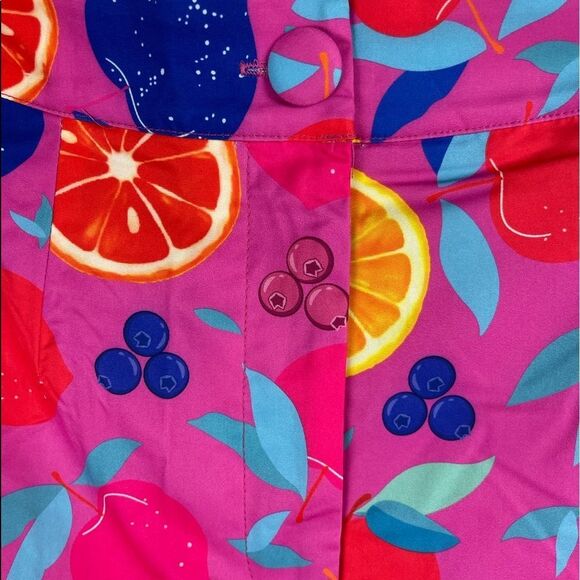 Fruit print high waisted hot shorts with side pockets pink - Picture 4 of 11